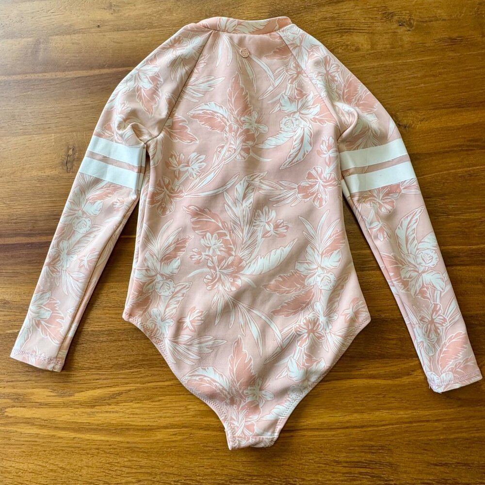 PIPING HOT AUSTRALIA Floral Rash Guard Swimsuit Girls 10 Pink Long Sleeve Swim - Picture 2 of 9